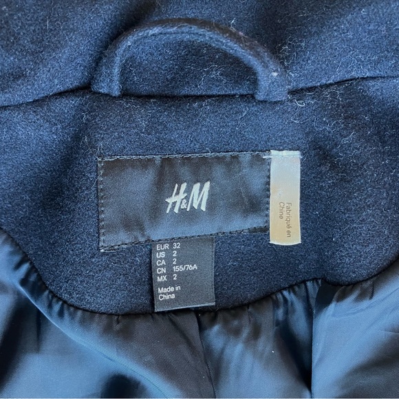 H&M Navy Wool-blend coat - Size 2 - Picture 6 of 7